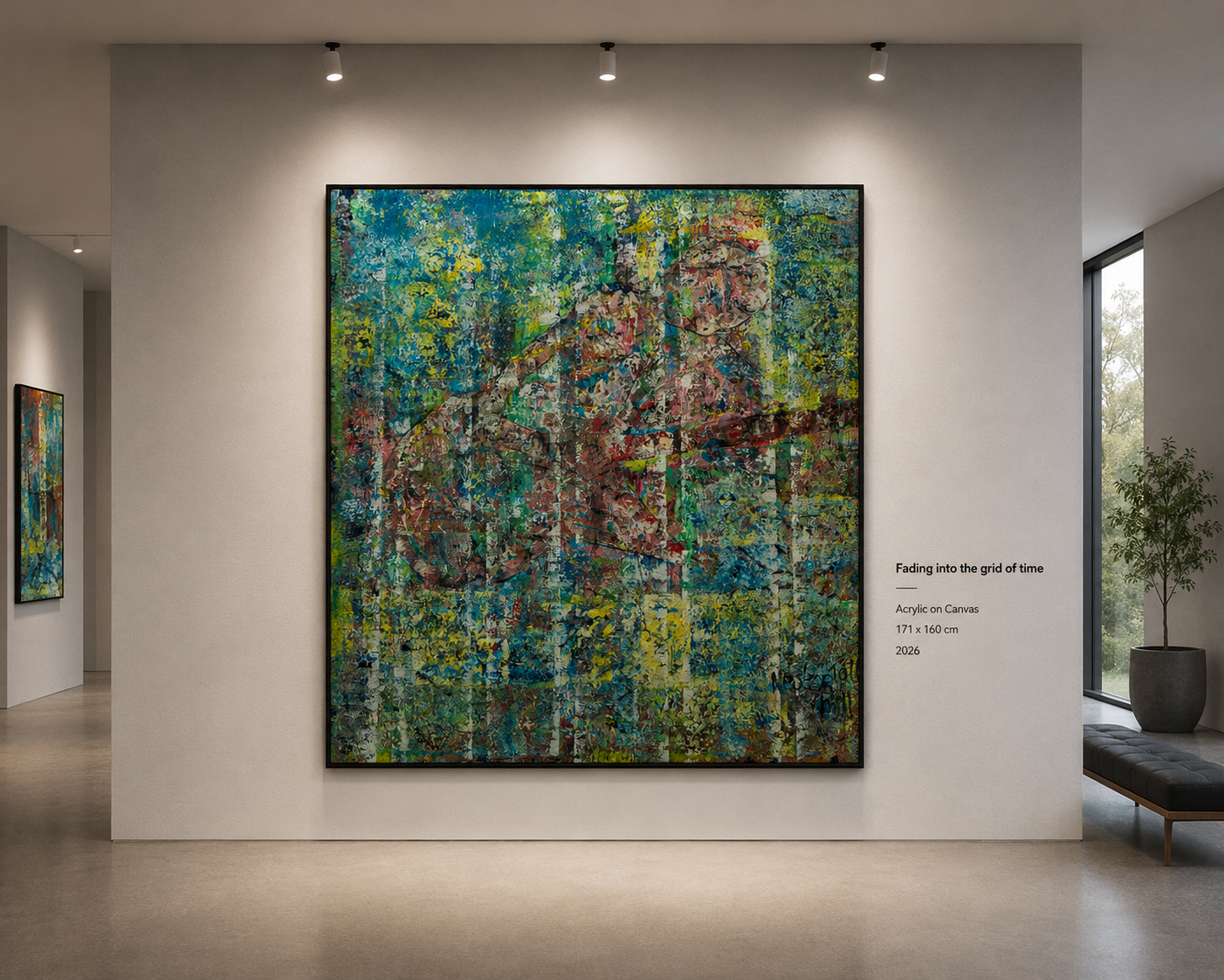 Fading into the Grid of Time — Acrylic on Canvas by Nestor Ndzi Talla